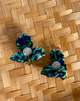 Statement Acrylic Blue + Teal Orchid Flower earrings