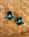 Statement Acrylic Blue + Teal Orchid Flower earrings