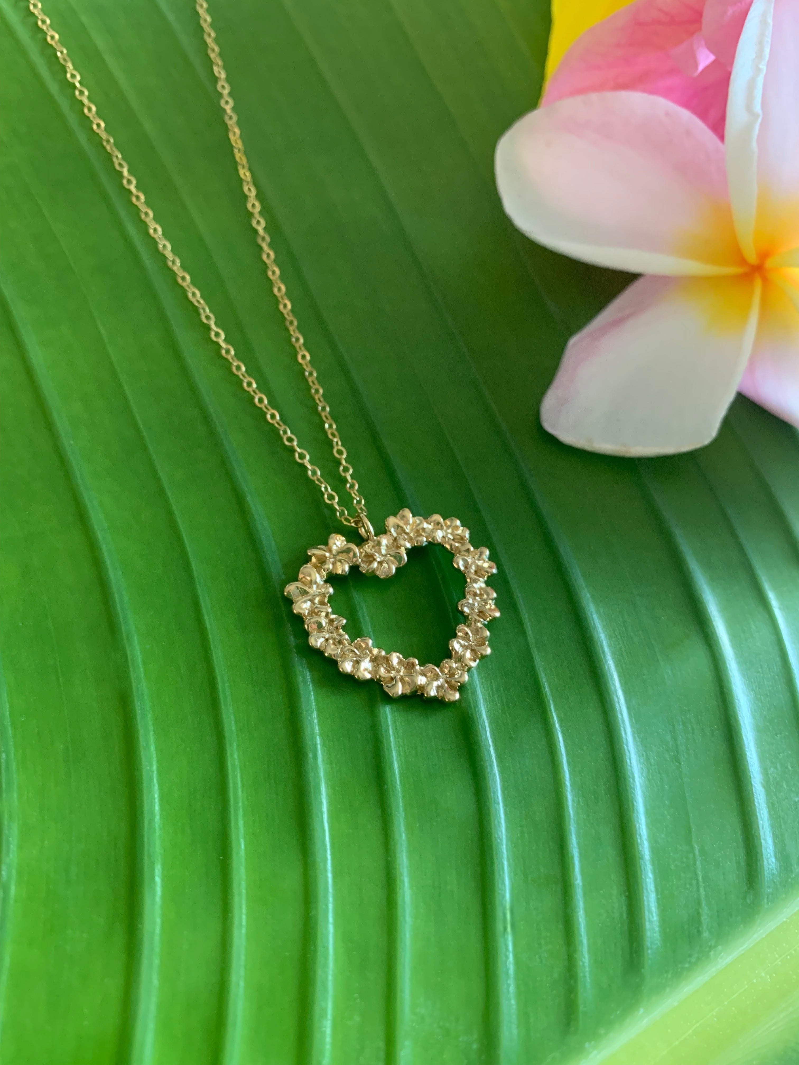 Aloha Plumeria Heart necklace