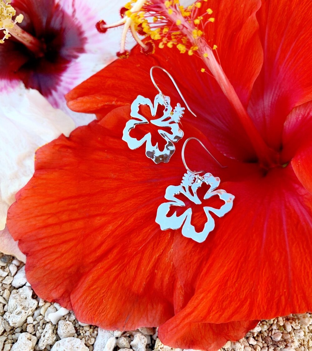 Small Aloha Hibiscus earrings