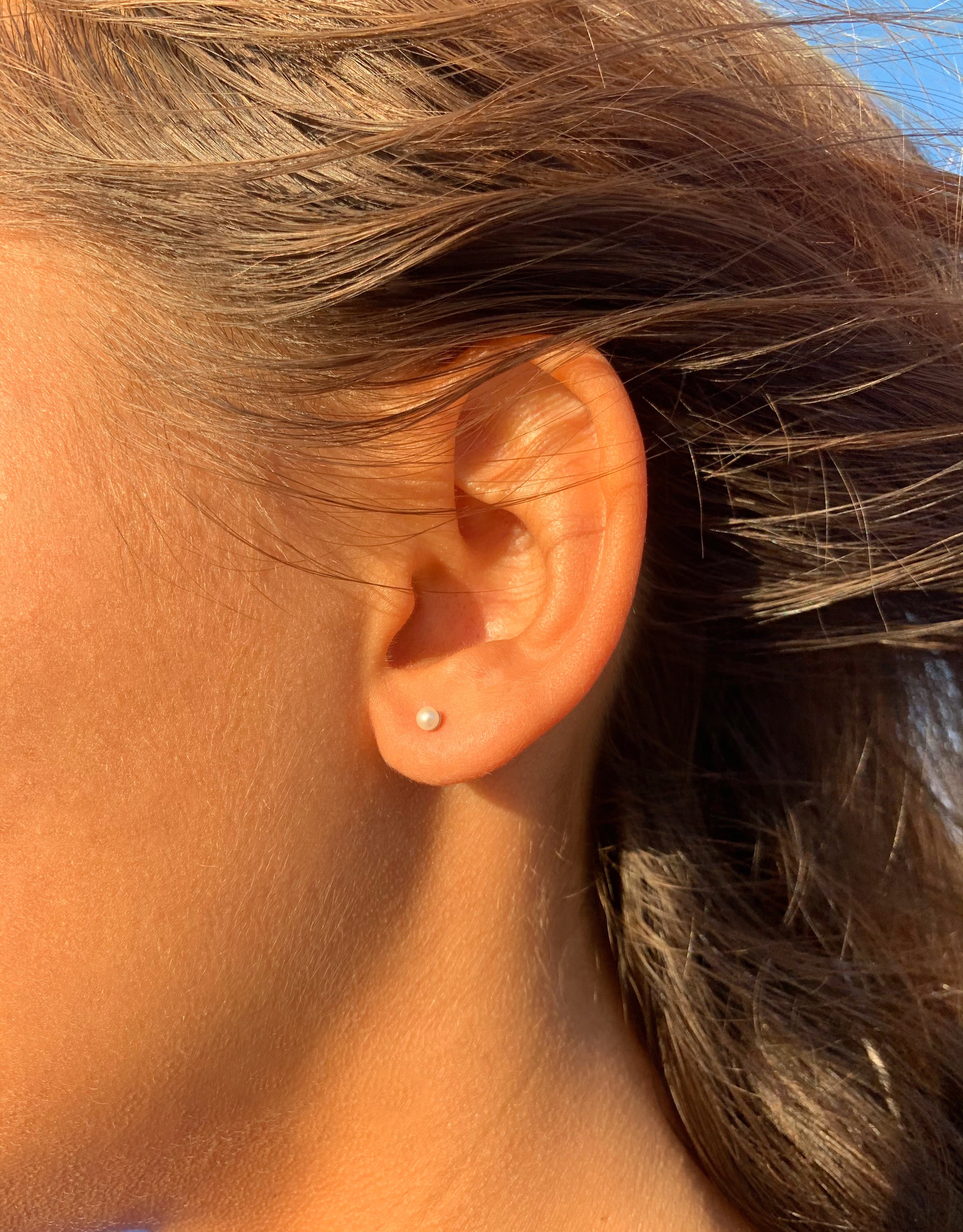 *LAST ONES 2mm Petite White Freshwater Pearl studs
