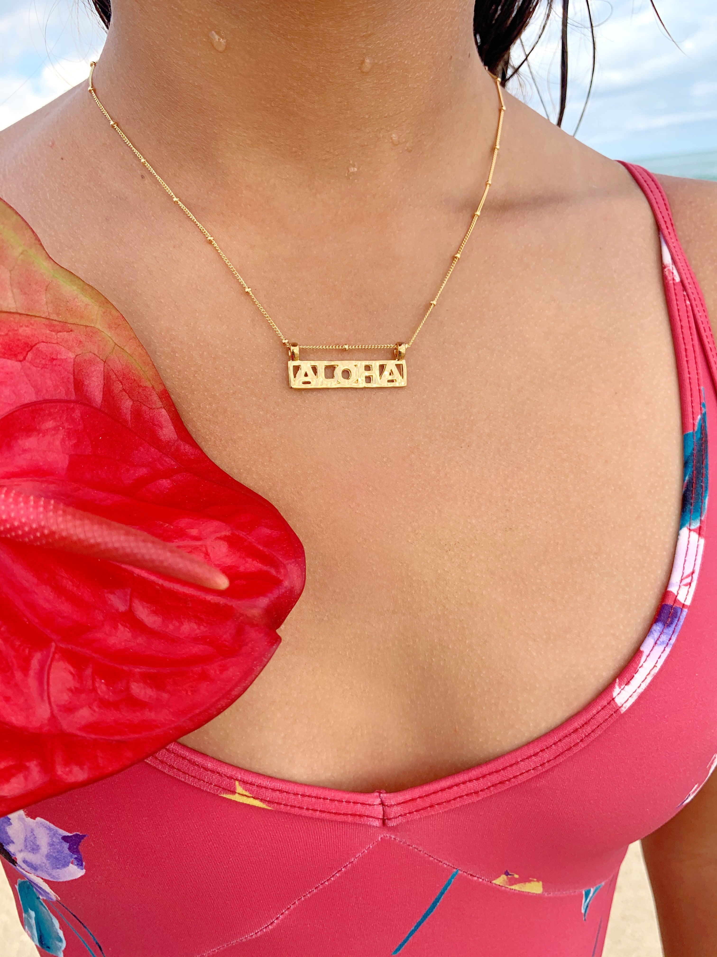 Framed Aloha Horizontal Bar necklace