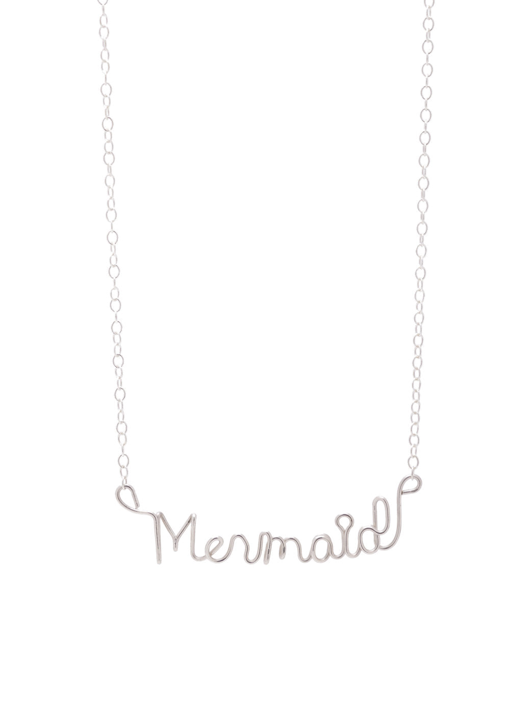 *ONE LEFT Sterling Silver Mermaid Keiki Wailea Wire Script necklace