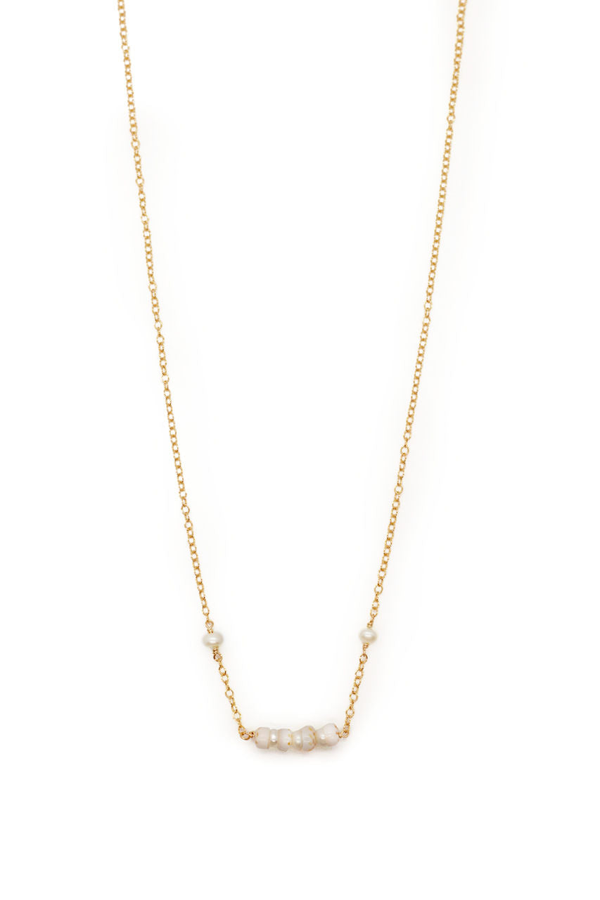 Michelle Dainty Puka + Pearl necklace