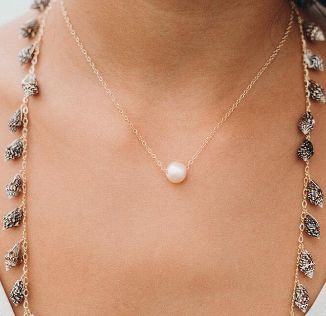 20% to Breast Cancer Hawaii — Pink-Peach Freshwater Pearl Floating necklace