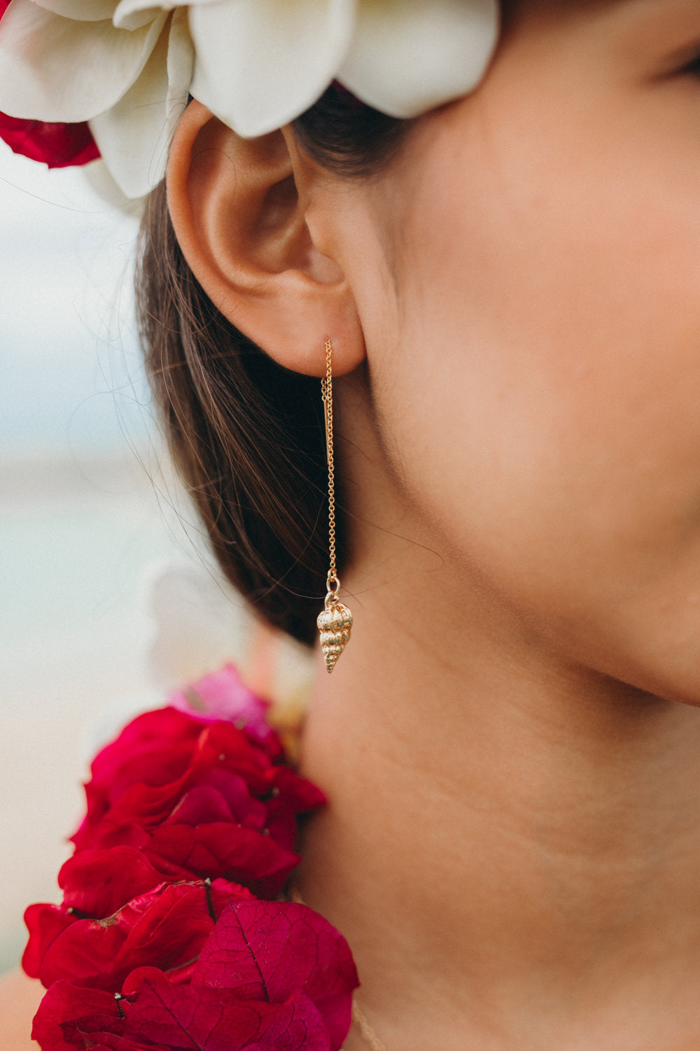 Waimea Cone Shell Chain Threader earrings