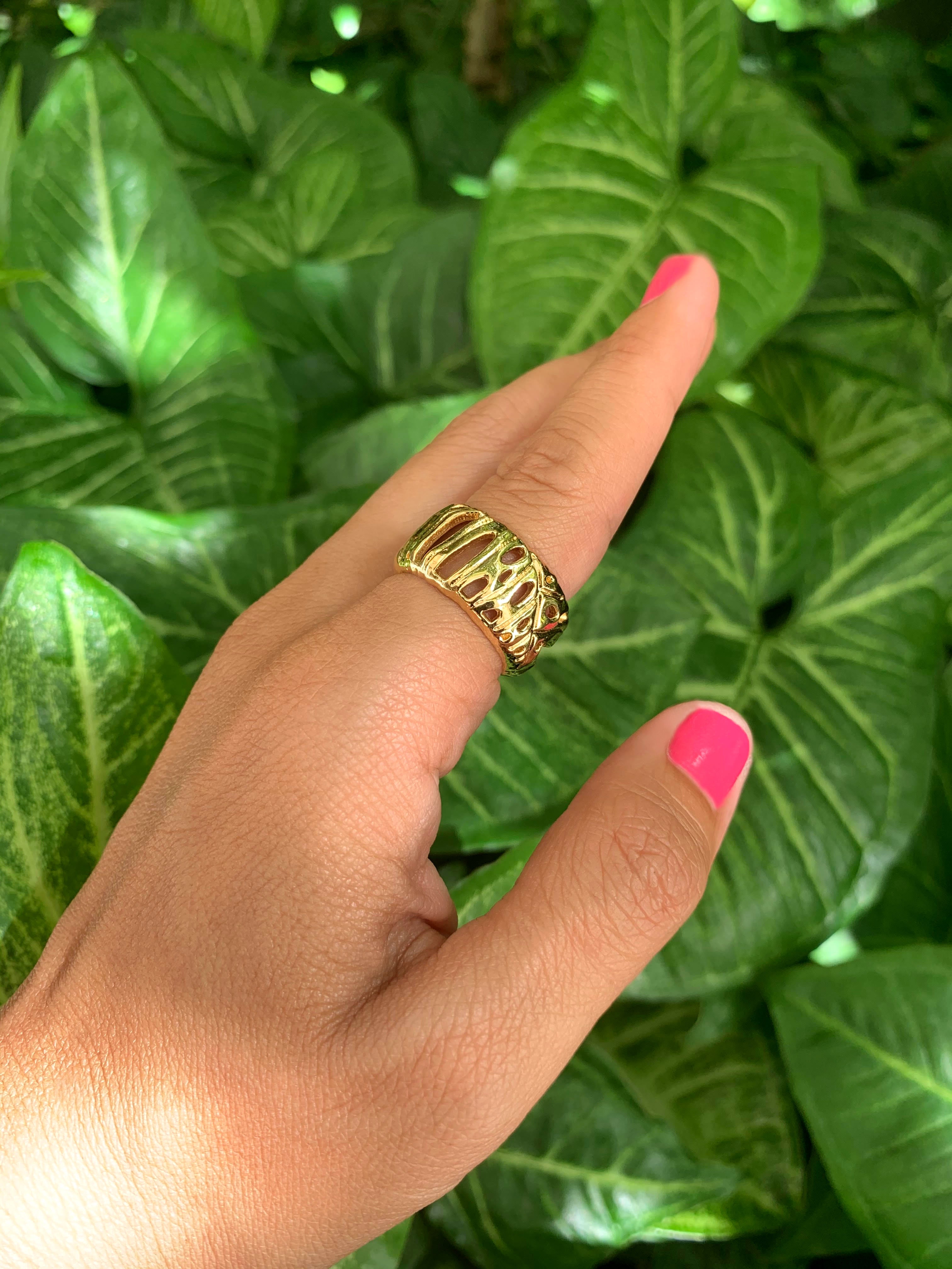 Monstera Silhouette Band ring