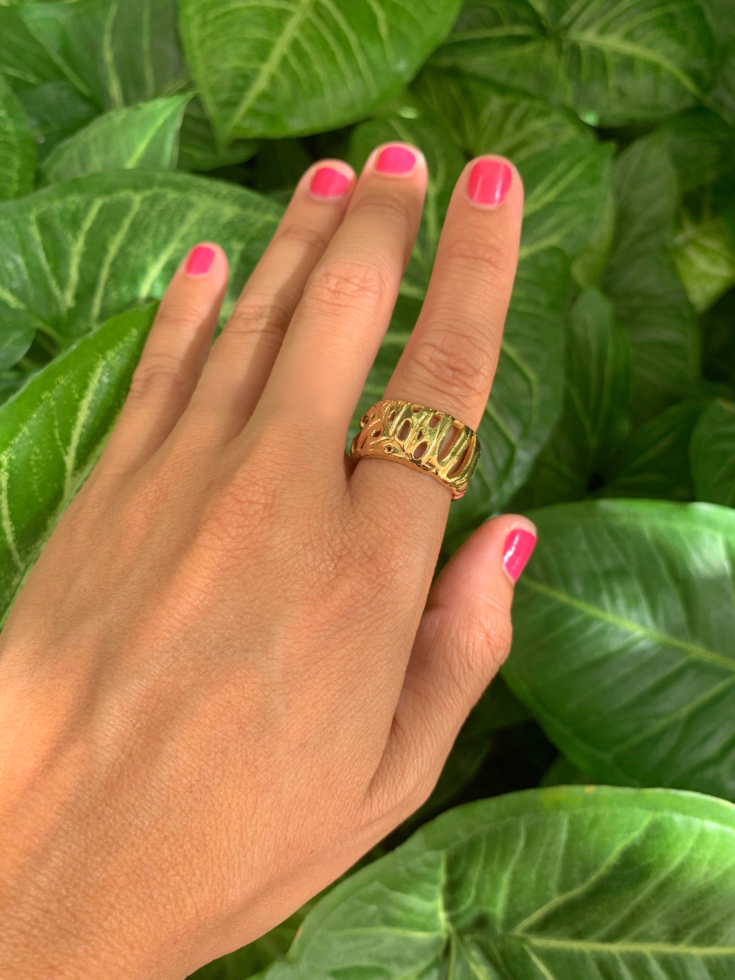 Monstera Silhouette Band ring