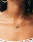 Petite Seahorse, Coral + Seafoam Charm necklace