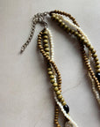 ASSORTED BEADED MULTI STRAND + STATEMENT MOP SHELL NECKLACE