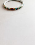 White CLOISONNÉ FLOWER + BUTTERFLY BANGLE