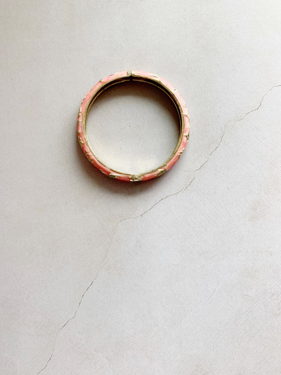 PINK-PEACH CLOISONNÉ FLOWER + BUTTERFLY BANGLE