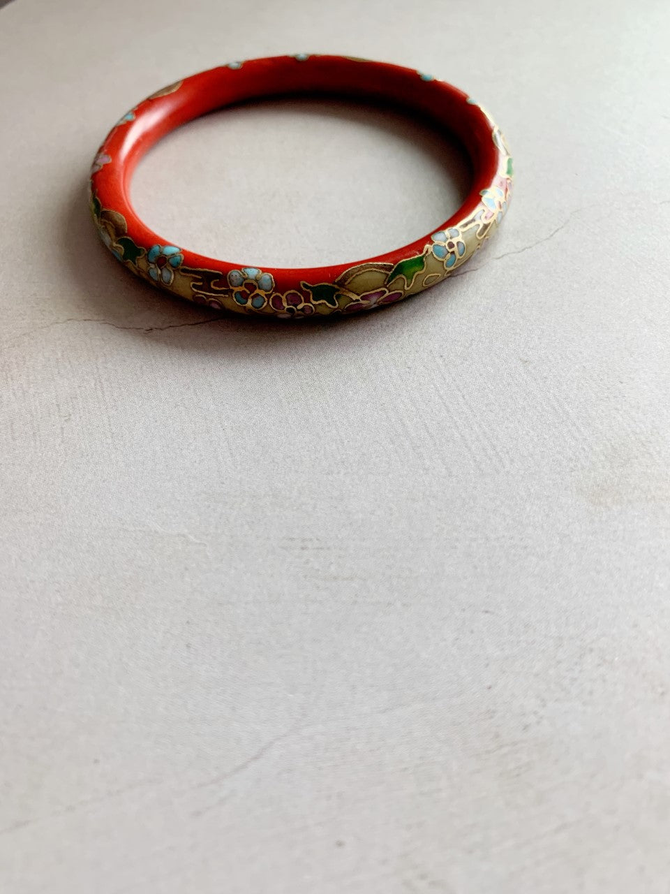 RED CLOISONNÉ FLOWER + BUTTERFLY BANGLE